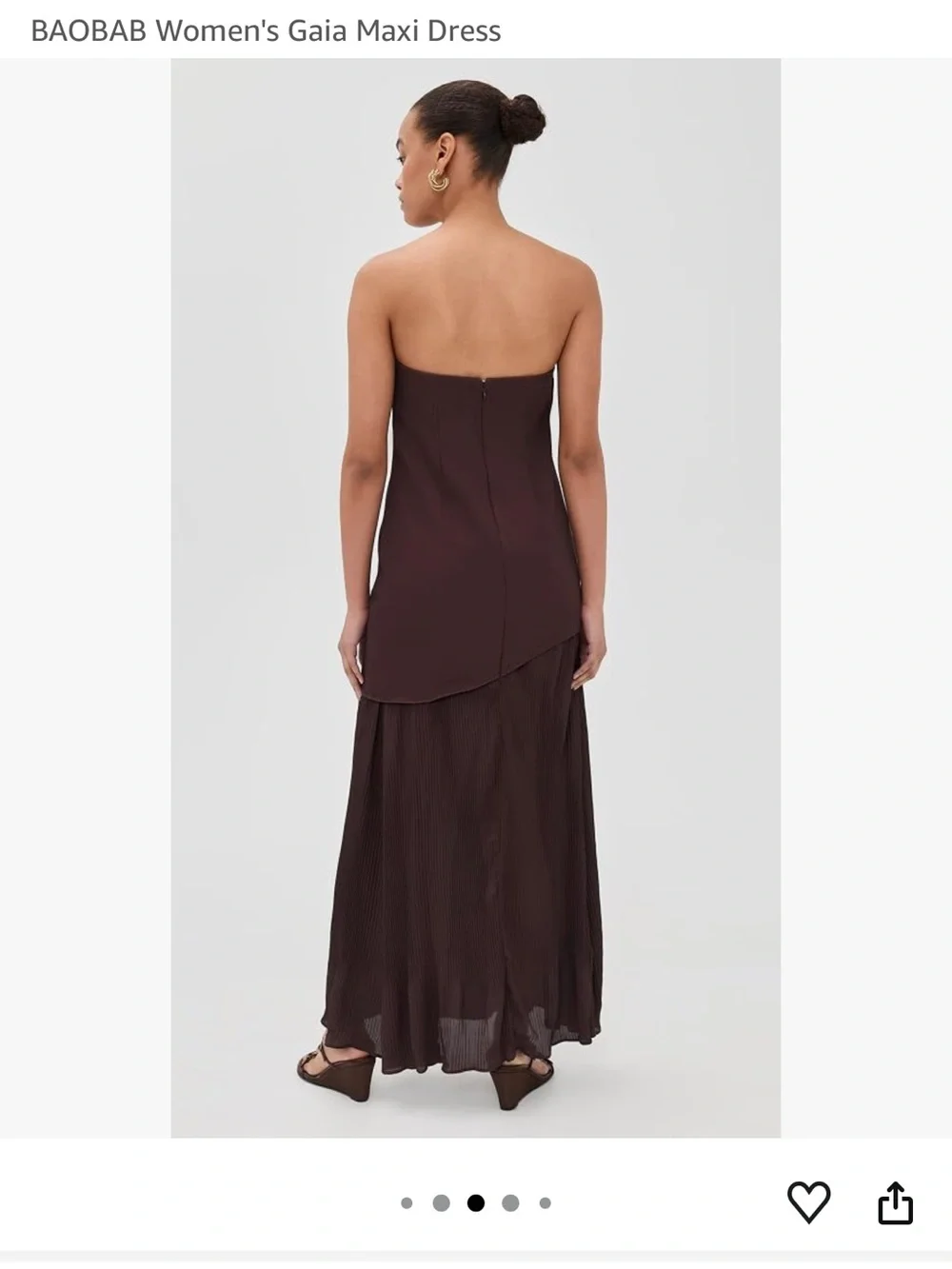 Baobab Collection Strapless Dark Brown Maxi Dress with Ring Detail
